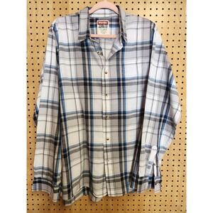 Wrangler Jeans Co Button Up LS Plaid Shirt Adult Men's‎ Size XL Light Weight